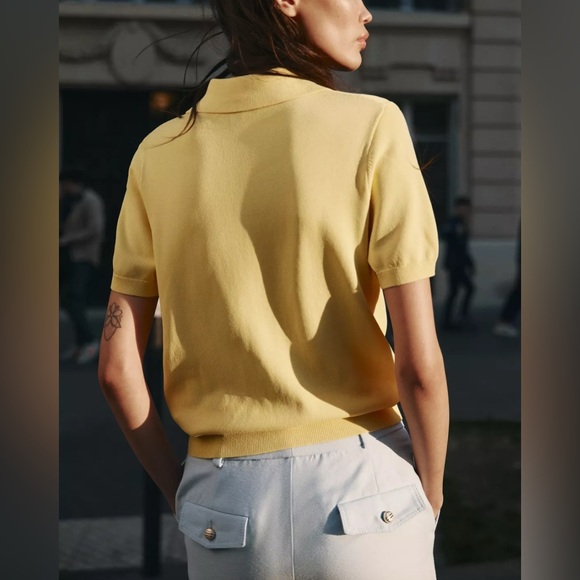 🆕 Zara SHORT SLEEVE KNIT POLO TOP - Picture 3 of 7